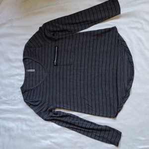 Splash - Grey and Black Striped Top